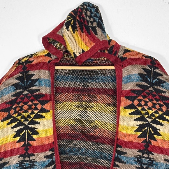 American Eagle Aztec Fringe Poncho Sweater Cardigan Vest Womens XS Southwestern - Picture 2 of 10